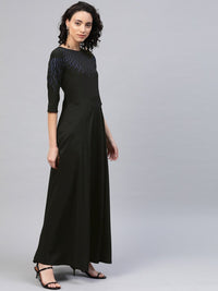 Thumbnail for Ahalyaa Women Black Long Flared Kurta Dress