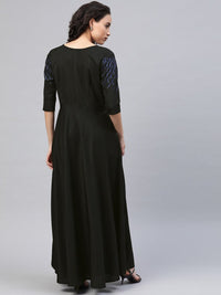 Thumbnail for Ahalyaa Women Black Long Flared Kurta Dress