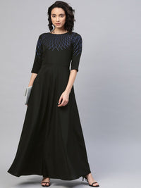 Thumbnail for Ahalyaa Women Black Long Flared Kurta Dress