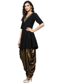 Thumbnail for Ahalyaa Black A-line Crepe Kurta Set