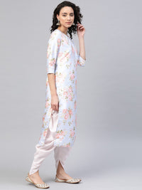 Thumbnail for Ahalyaa Poly Silk Digital Print Kurta With Dhoti Pant