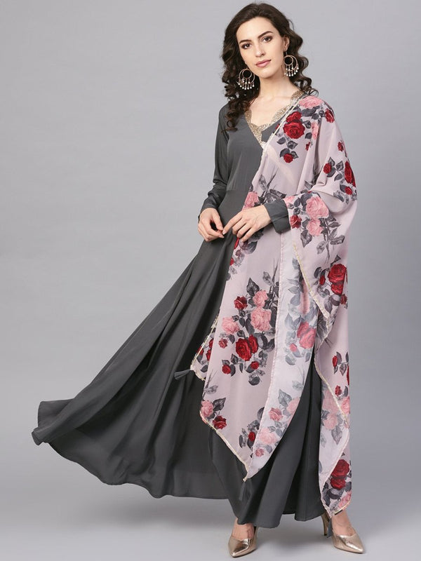 Ahalyaa Women's Black A-Line Kurta Set