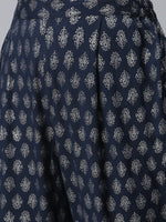 Thumbnail for Ahalyaa Women Navy Blue Printed Regular Kurta With Trousers & Dupatta