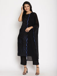 Thumbnail for Ahalyaa Chanderi Kurta Pant With Dupatta Set
