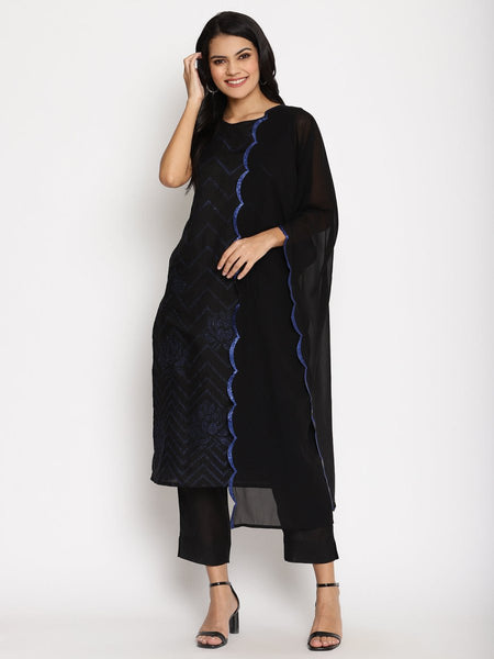 Ahalyaa Chanderi Kurta Pant With Dupatta Set