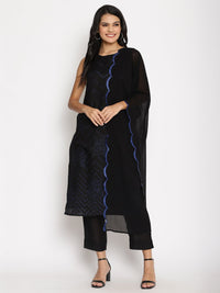Thumbnail for Ahalyaa Chanderi Kurta Pant With Dupatta Set