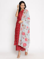 Thumbnail for Ahalyaa Cotton Printed Kurta Plazzo With Dupatta Set