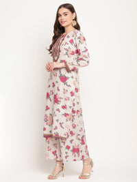 Thumbnail for Ahalyaa Floral Printed Round Neck Floral Crepe Straight Kurta - Distacart