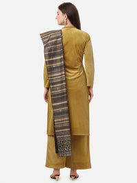 Thumbnail for Ahalyaa Dark Mustard Solid Kurta Set With Dupatta