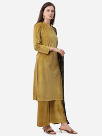 Thumbnail for Ahalyaa Dark Mustard Solid Kurta Set With Dupatta