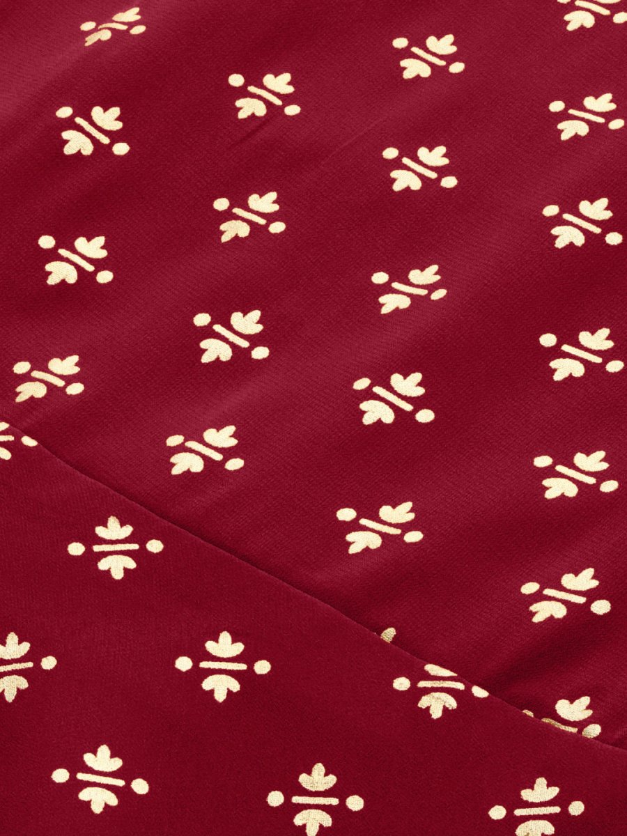 Ahalyaa Women Maroon & Gold-Toned Printed Kurti With Sharara & Dupatta