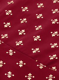 Thumbnail for Ahalyaa Women Maroon & Gold-Toned Printed Kurti With Sharara & Dupatta