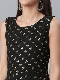 Thumbnail for Ahalyaa Women Black Ethnic Motifs Printed Empire Kurta With Sharara & Dupatta