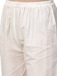 Thumbnail for Ahalyaa Pure Cotton Off White Gathered Kurta With Pant