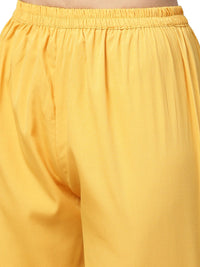 Thumbnail for Ahalyaa Mustard Gathered Printed Kurta With Pant