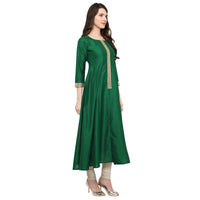 Thumbnail for Ahalyaa Women's Green And Gold Anarkali For Festive And Party Wear