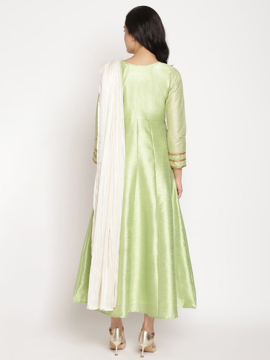 Ahalyaa Gorgeous Green Art Silk Kurta
