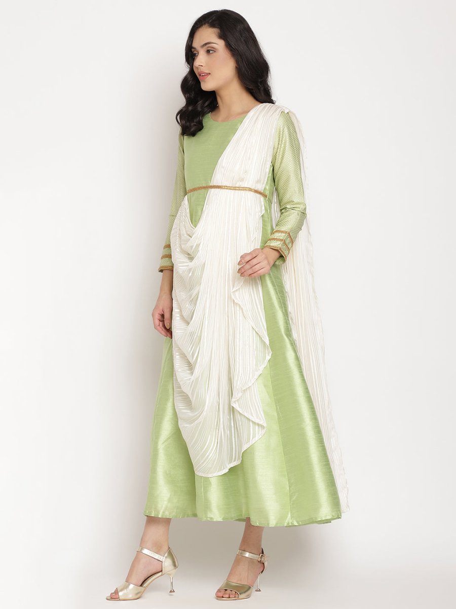 Ahalyaa Gorgeous Green Art Silk Kurta