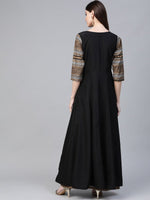Thumbnail for Ahalyaa Black Solid Front Slit Kurta With Palazzo
