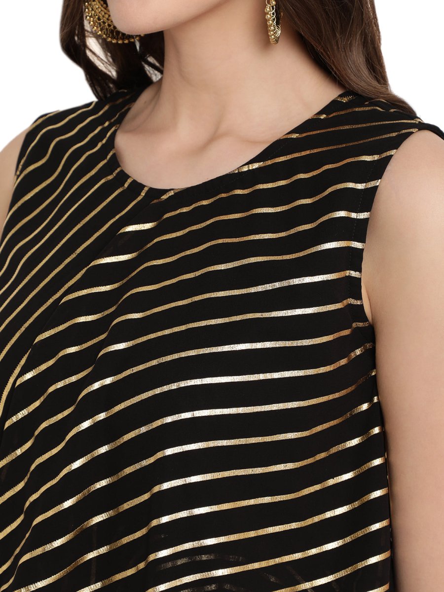 Ahalyaa Crepe Foil Printed Top With Plazzo