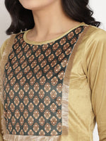 Thumbnail for Ahalyaa Women's Mustard Color Digital Print Velvet Kurta With Palazzo