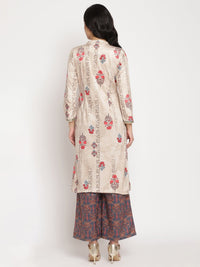 Thumbnail for Ahalyaa Women's Beige Color Digital Print Velvet Kurta With Palazzo
