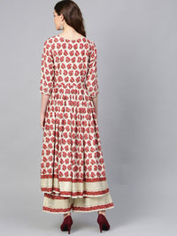 Thumbnail for Ahalyaa Multi-color Round Neck Asymmetrical Floral Kurta with Palazzo