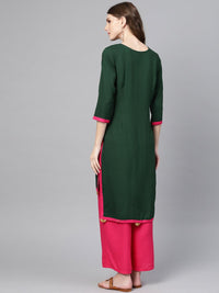 Thumbnail for Ahalyaa Green Solid Straight Kurta for women