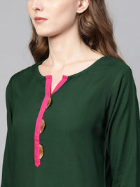 Thumbnail for Ahalyaa Green Solid Straight Kurta for women