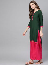 Thumbnail for Ahalyaa Green Solid Straight Kurta for women