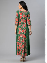 Thumbnail for Ahalyaa Viscose Rayon Green Floral Printed Kurta