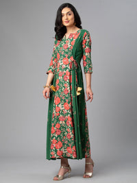 Thumbnail for Ahalyaa Viscose Rayon Green Floral Printed Kurta
