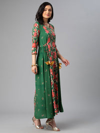 Thumbnail for Ahalyaa Viscose Rayon Green Floral Printed Kurta