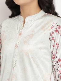 Thumbnail for Ahalyaa Women's Light Green Color Digital Print Velvet Kurta