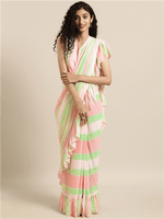 Thumbnail for Ahalyaa Women's Striped Ready to Wear Saree