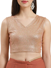 Thumbnail for Ahalyaa Rusty Brown Pleated Ready to Wear Saree Set