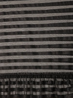 Thumbnail for Ahalyaa Black Self-Striped Ruffled Ready to Wear Saree Set