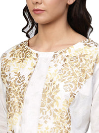 Thumbnail for Ahalyaa Off White Straight Cotton Indowestern Set