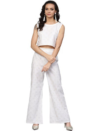 Thumbnail for Ahalyaa Off White Straight Cotton Indowestern Set
