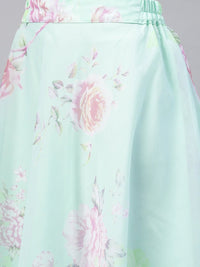 Thumbnail for Ahalyaa Women Mint Green Oraganza Printed Lehenga Choli