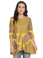 Thumbnail for Ahalyaa Mustard Printed Layerd Tunic