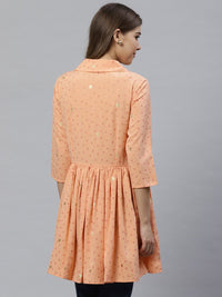 Thumbnail for Ahalyaa Women Peach-Coloured & Red Printed Tunic