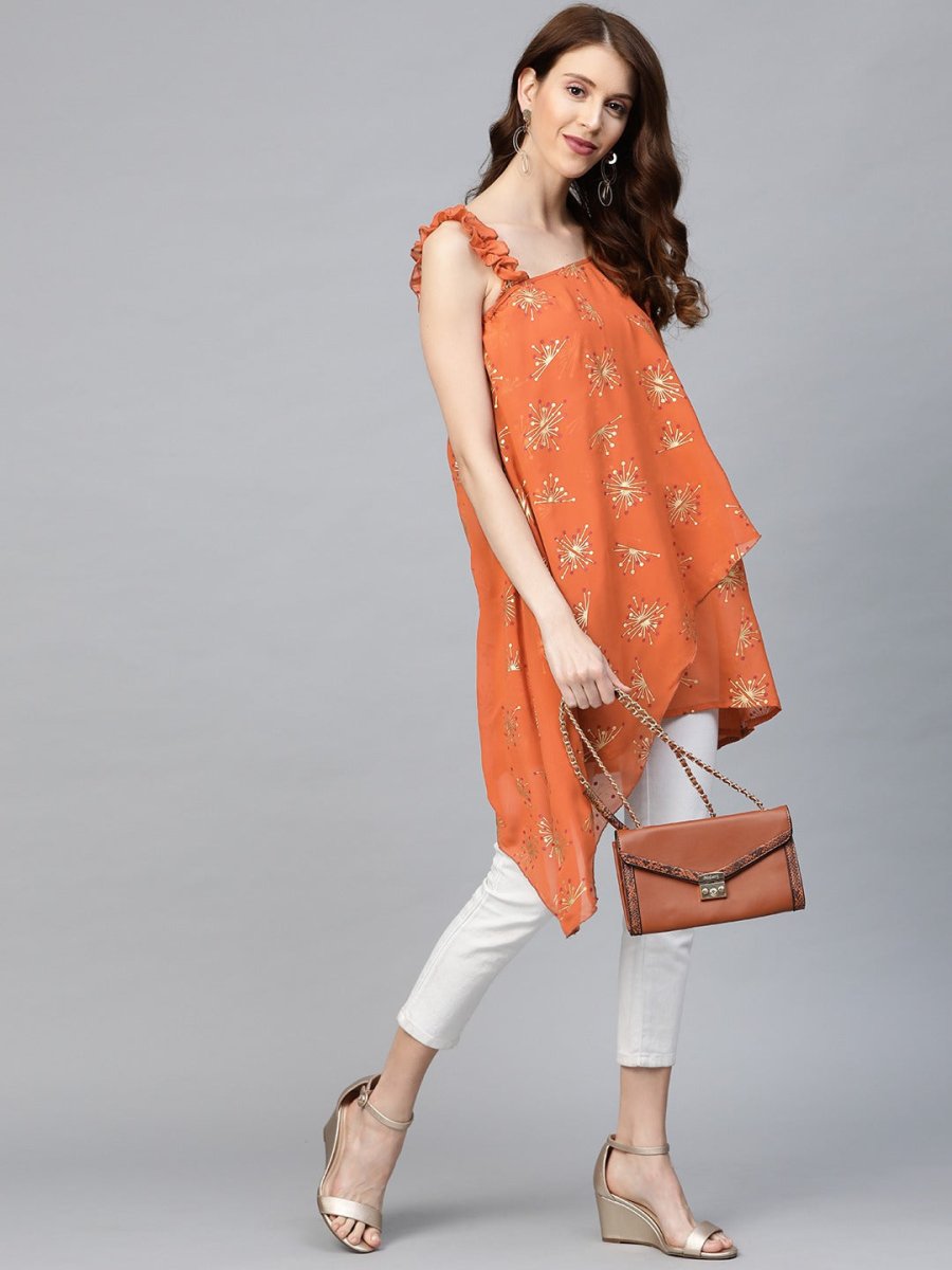 Ahalyaa Women One Shoulder Printed Tunic