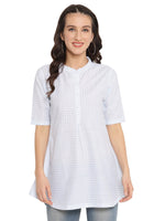 Thumbnail for Ahalyaa Checks Printed Blue Tunic