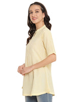 Thumbnail for Ahalyaa Checks Printed Yellow Tunic
