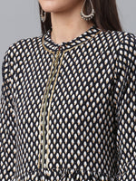 Thumbnail for Ahalyaa Black & White Printed Tunic