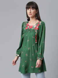 Thumbnail for Ahalyaa Green & Pink Printed Tunic