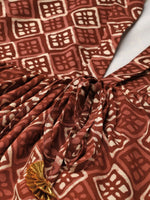 Thumbnail for Ahalyaa Women's Brown & Cream-Coloured Printed A-Line Tunic