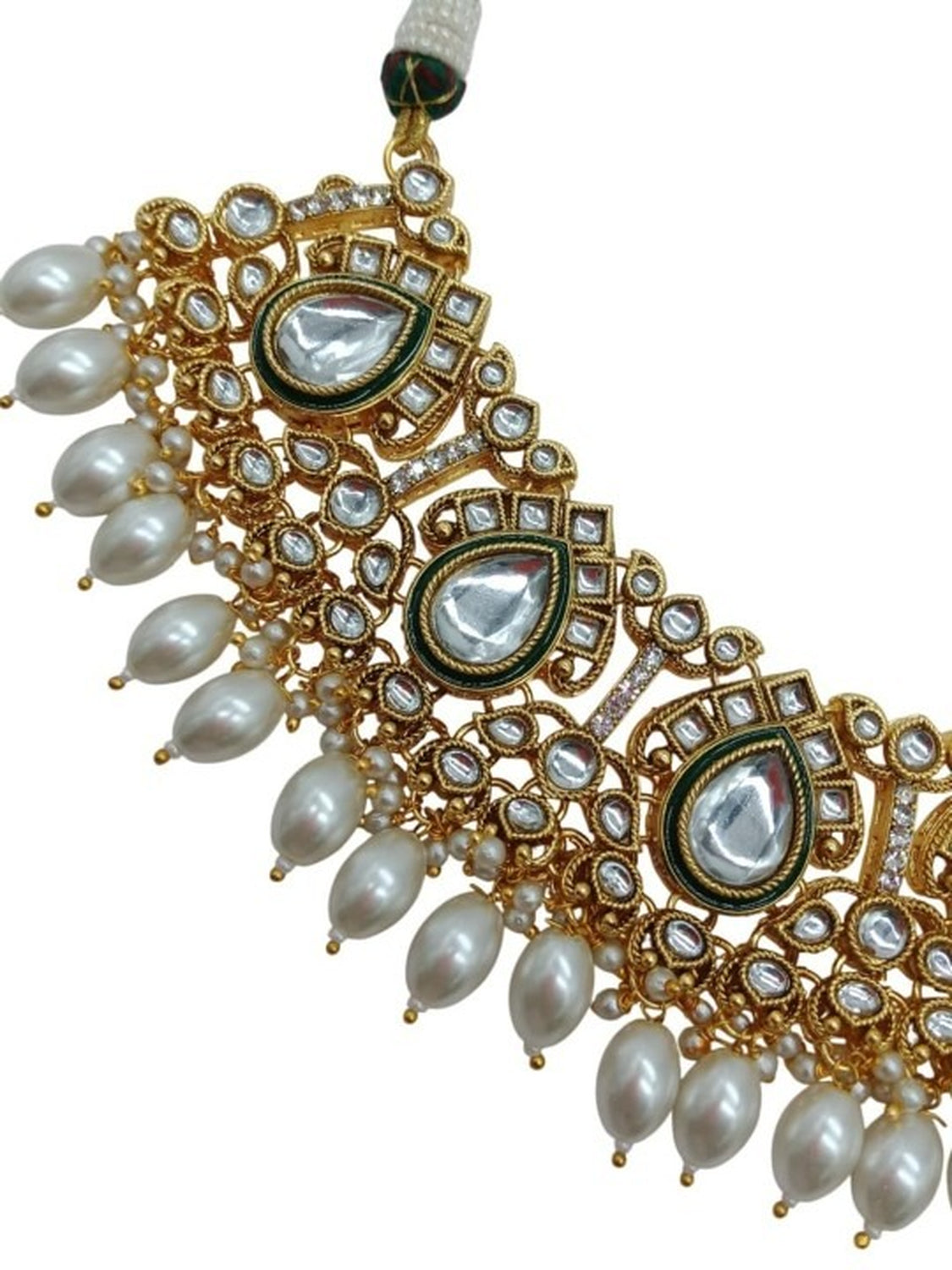 Jewel City Indian Kundan Pearl Jewelry Set Traditional Indian Bridal Necklace Gold-Plated Handcrafted Ethnic Jewelry Set