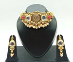 Thumbnail for Jewel City Antique Kundan Choker Set with Pearl Drops - Gold-Plated Traditional Bridal Jewelry